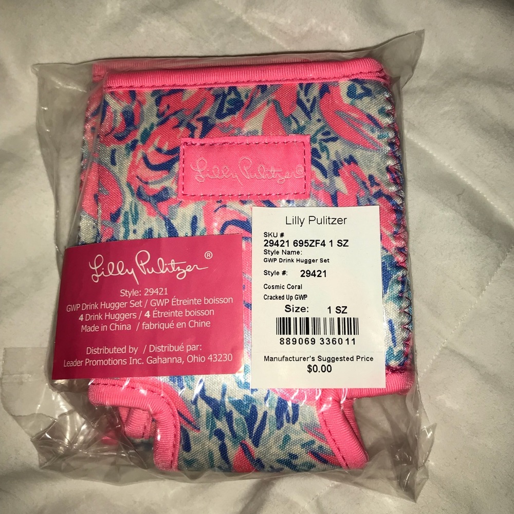 Lilly Pulitzer Set of four drink hugger Cracked Up